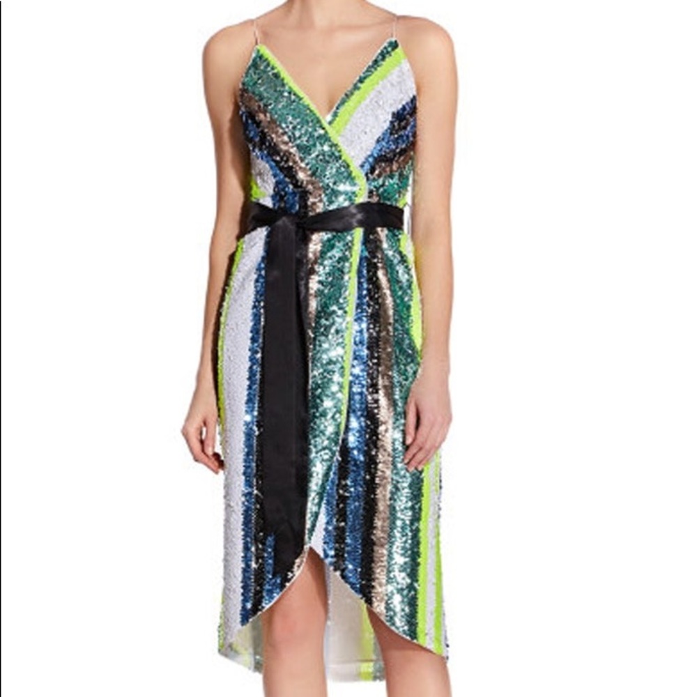 $248 NWT Aidan Mattox Sequin Wrap Dress - Picture 7 of 12